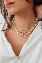 Collier court en perles et pâte de verre fait à la main en France - Cristal transparent