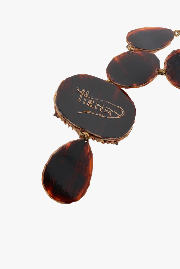 Long Collier vintage pièce unique signé du créateur henry en résine