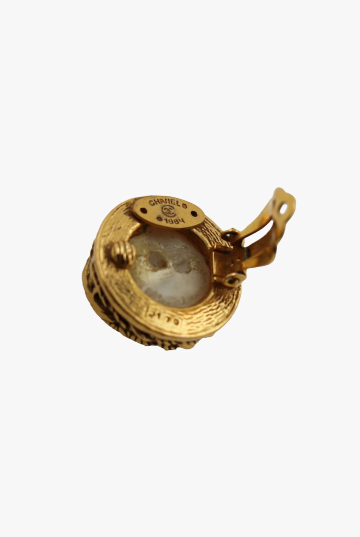 Boucles d'oreilles doré vintage chanel serpent et perle - Françoise Montague