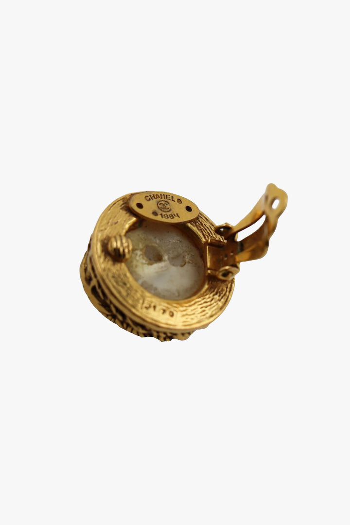 Boucles d'oreilles doré vintage chanel serpent et perle - Françoise Montague