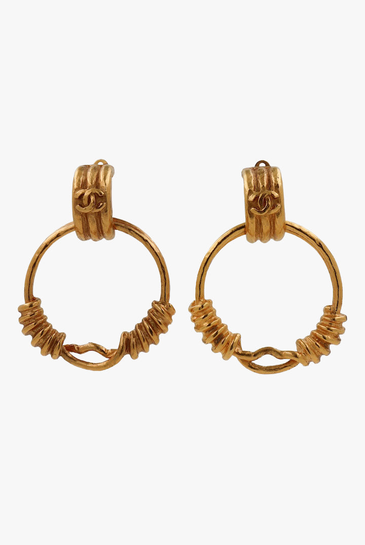 Boucles d'oreilles vintage doré créoles Chanel - Françoise Montague