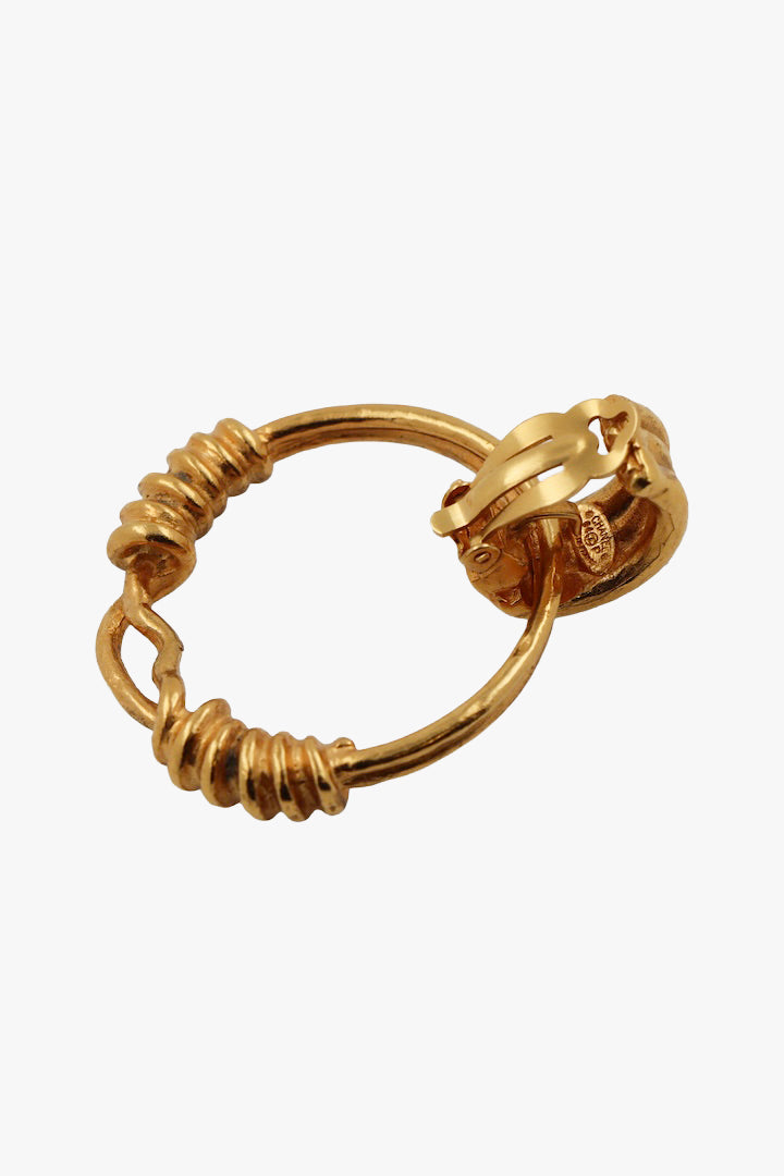 Boucles d'oreilles 2 en 1 doré Chanel vintage fermoir clip - Françoise Montague