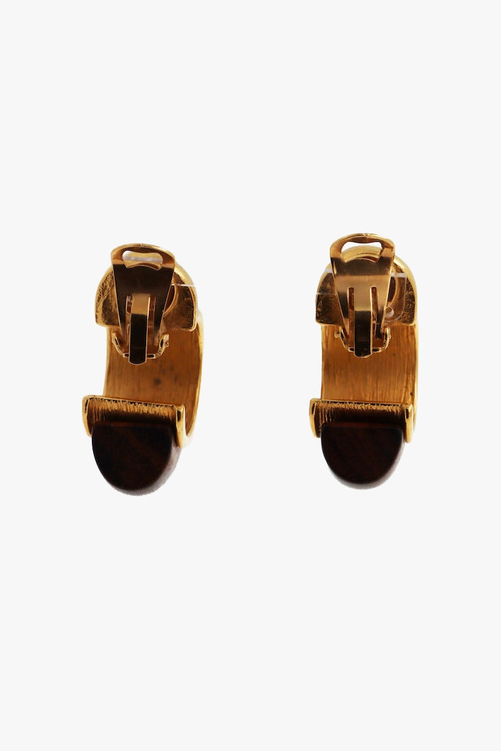 Paire de Boucles d'Oreilles vintage Inna Citrine fermoir clip doré - Françoise Montague collection vintage