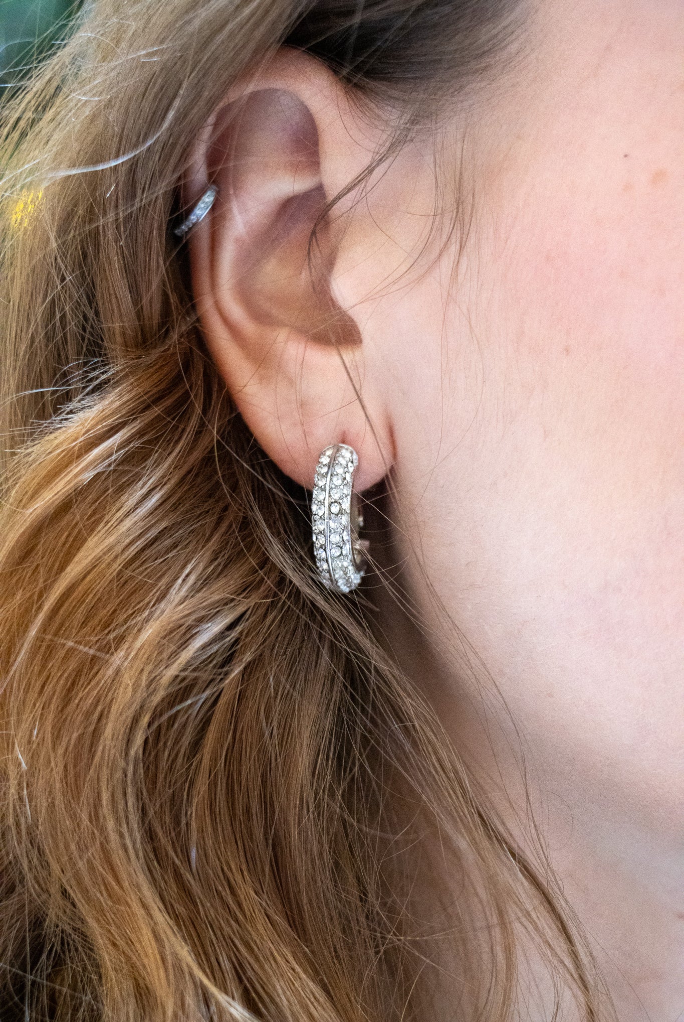 Créoles strass cristal et argentée idée cadeau femme noël