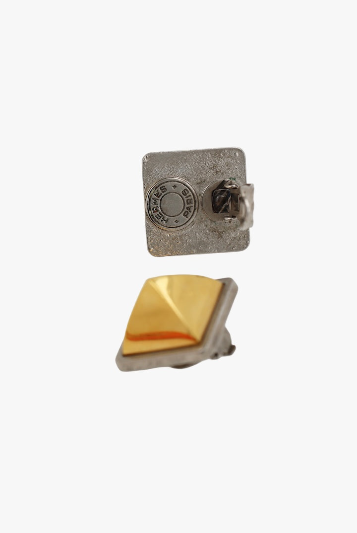 Boucles d'oreilles Hermes paris dorée à clip vintage de luxe