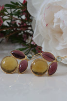 boucles d'oreilles abeille bijou fantaisie femme violet et topaze jaune femme