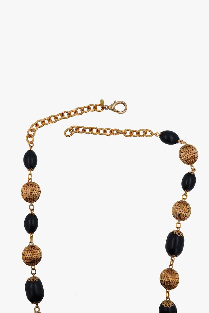 Sautoir En perles Doré et noir - Bijou fantaisie de luxe