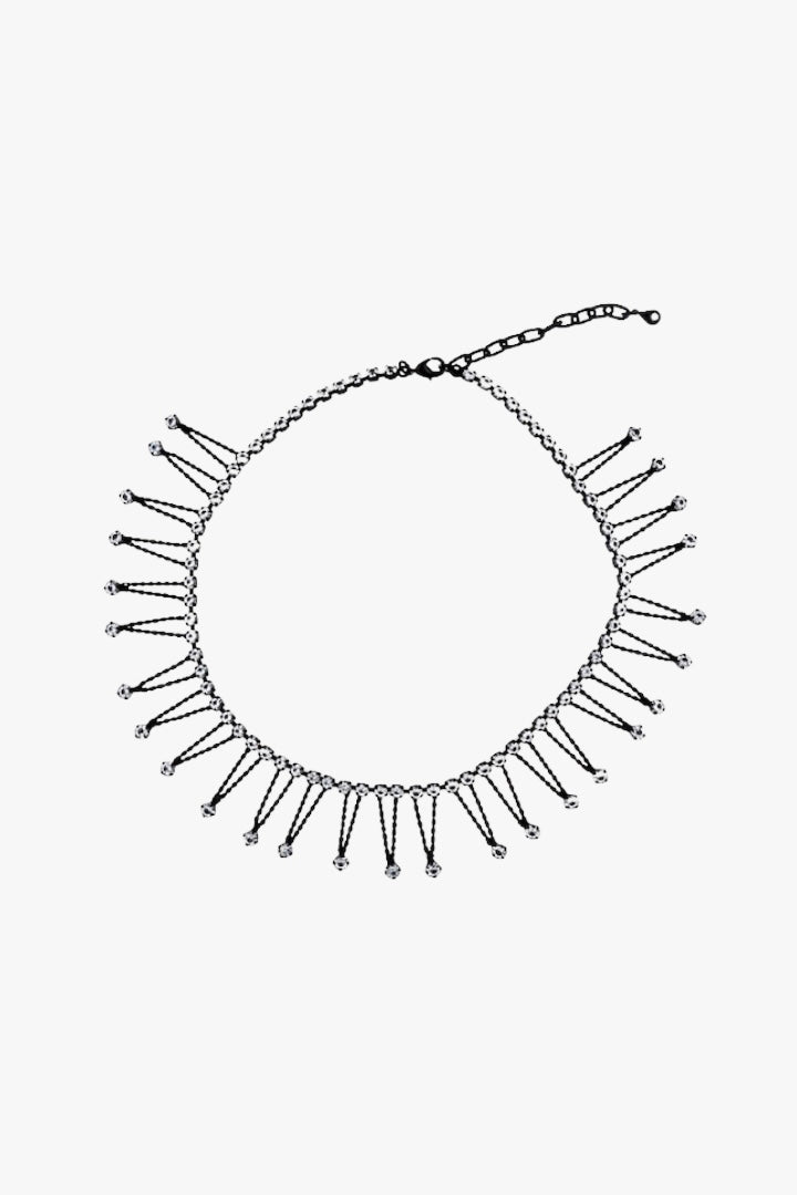 collier noir géométrique vintage détail strass