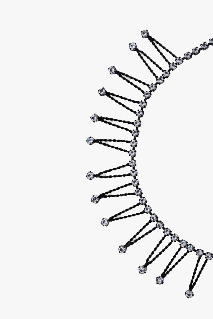 ras de cou collier noir géométrique vintage strass 