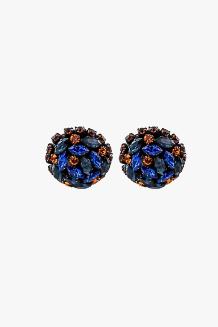 Boucles d'oreilles en strass bleu et orange