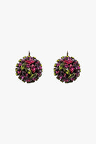 Boucles d'oreilles en strass rose et verte