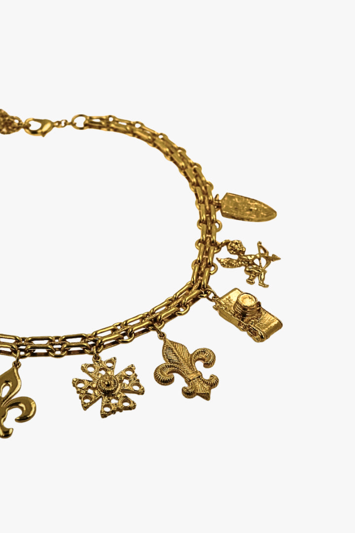 Collier vintage fanatise breloques photo, ange bleu, pièce 