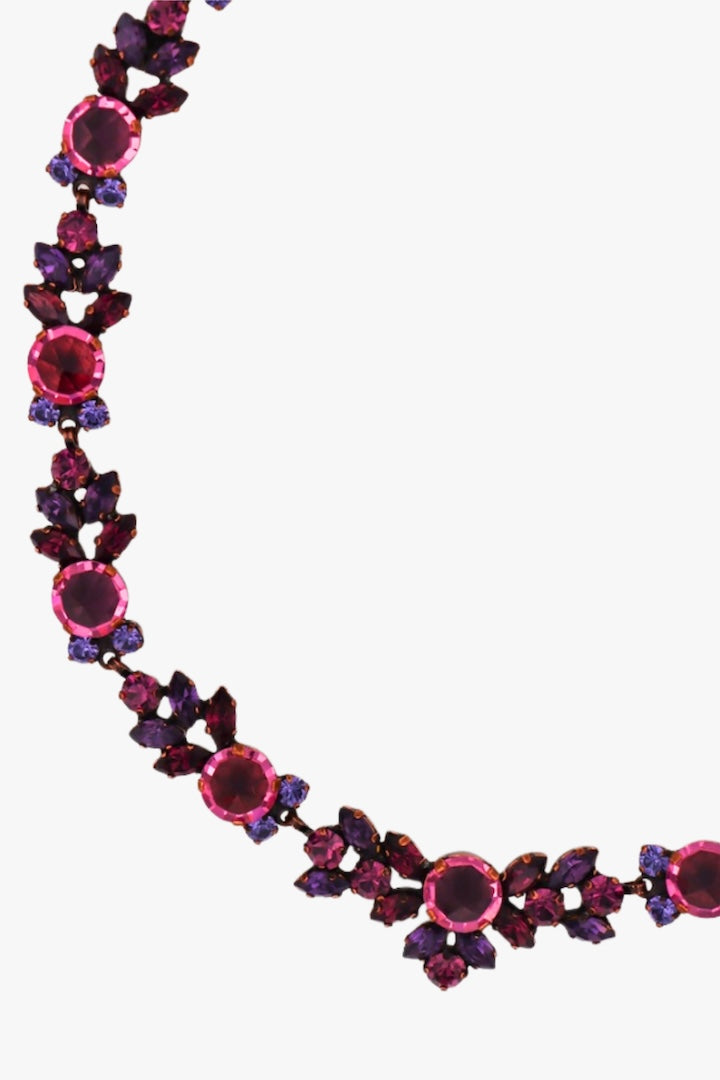 Collier en strass rose et violet ras de cou