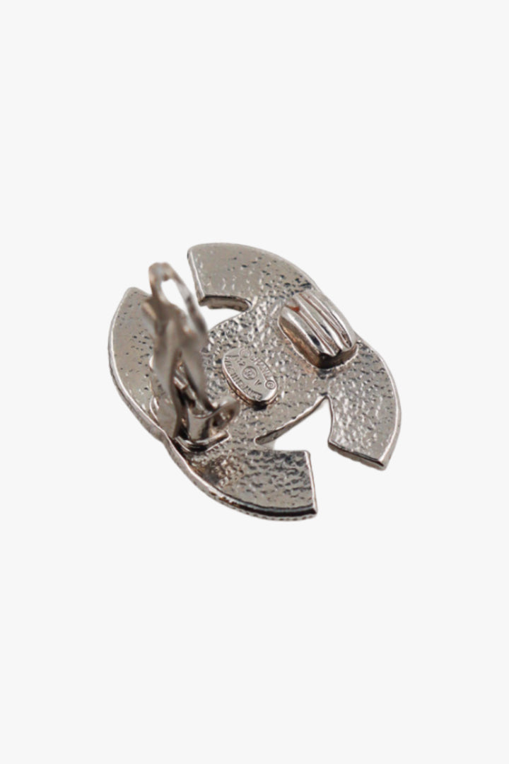 Boucles d'oreilles argentées fermoir clip vintage Chanel 