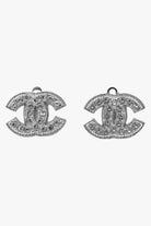 Boucles d'oreilles cabochon Chanel ornée de strass vintage argent 