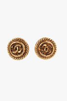 Boucles d'oreilles dorée cabochon fermoir clip Chanel vintage 