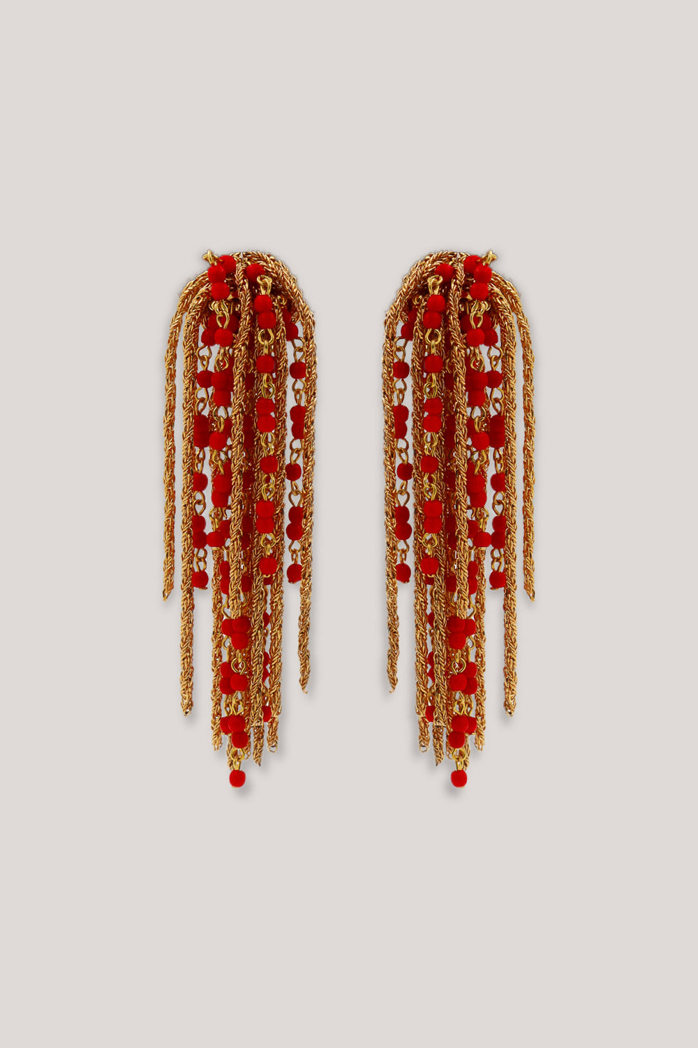 boucles d'oreilles Gonzague dorées perle rouge bijou fait main 
