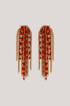 boucles d'oreilles Gonzague dorées perle rouge bijou fait main 