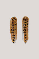 boucles d'oreilles dorées longues Gonzague perles noires bijou fait main 