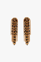 boucles d'oreilles dorées longues Gonzague perles noires bijou fait main 