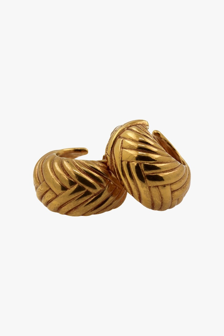 Boucles d'oreilles créoles dorées de la maison Yves saint laurent vintage 