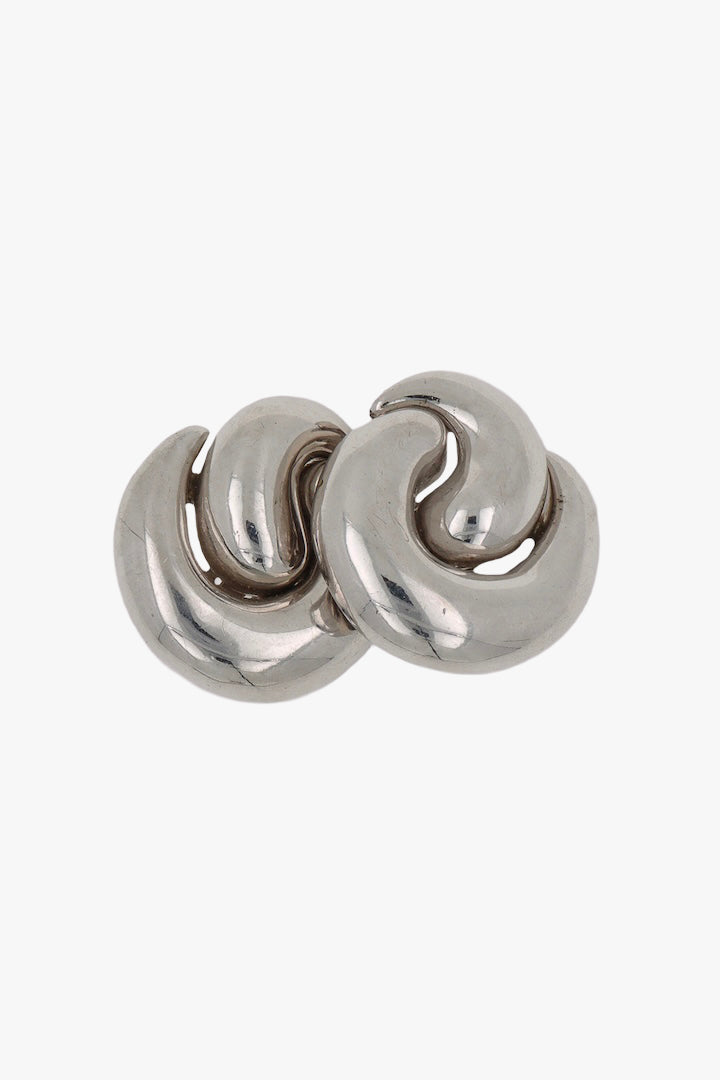 boucles d'oreilles vintage argentée fermeture clip en forme de coquille d'escargot 