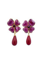 Boucles d'oreilles Amalfi trèfle et goutte améthyste en pâte de verre, bijou couture à l'esprit Maison parisienne