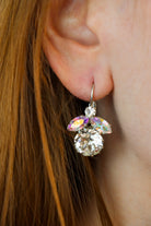 Boucles d'oreilles en strass cristal et argent en forme d'abeilles - fermoir oreilles percées 