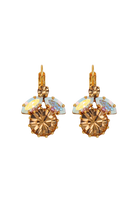 Boucles d'Oreilles en strass dorée et fermoir oreilles percées - bijou fabriqué en france 