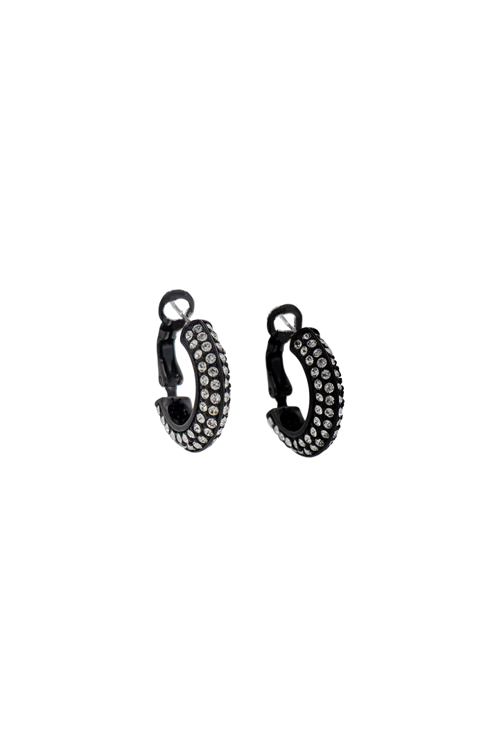 Boucles d'oreilles fantaisie femme noir avec strass cristal 