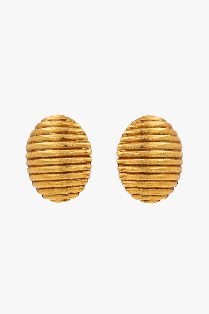 Paire de Boucles d'Oreilles Vintage Dorées cabochon et fermoir clip - Vintage collection