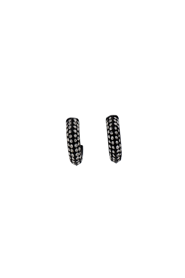 Boucles d'oreilles créoles noir strass cristal idée cadeau 