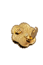 Boucles d'oreilles cabochon dorée chanel avec le logo fermoir clip signée dans le dos 