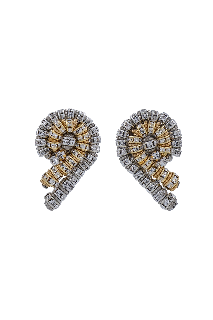Boucles d'oreilles clip Mayfair bicolores or et argent — Françoise Montague