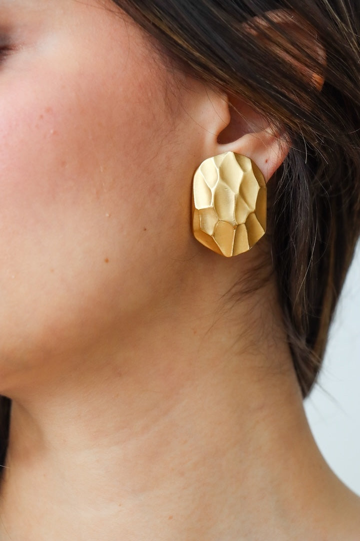 Boucles d'oreilles or cabochon fermori clip - Maison Yves saint laurent - vintage collection 