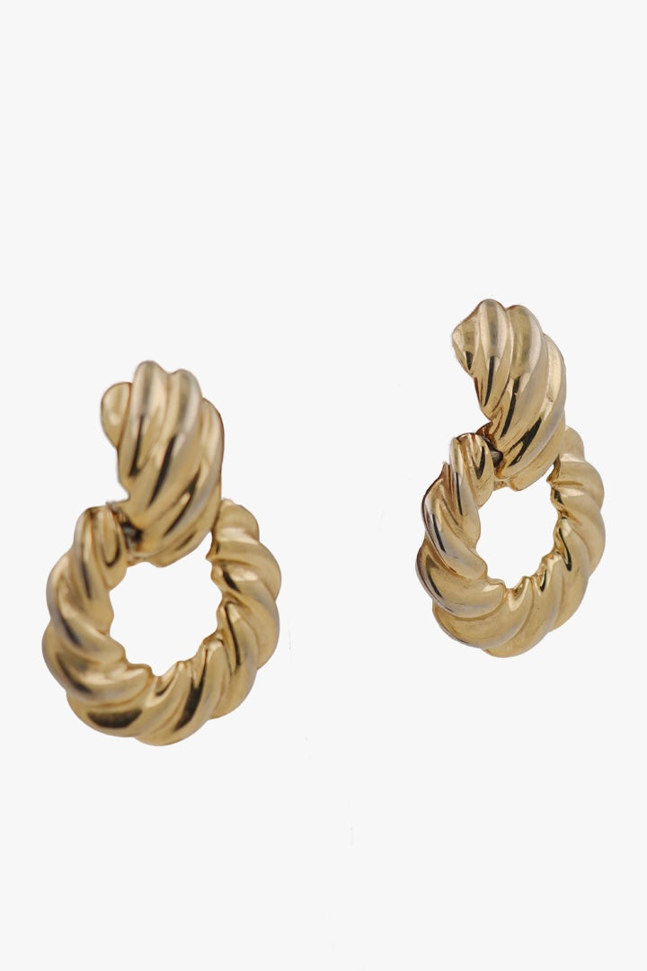 Paire de boucles d'oreilles dorée - fermoir clip créoles - vintage collection