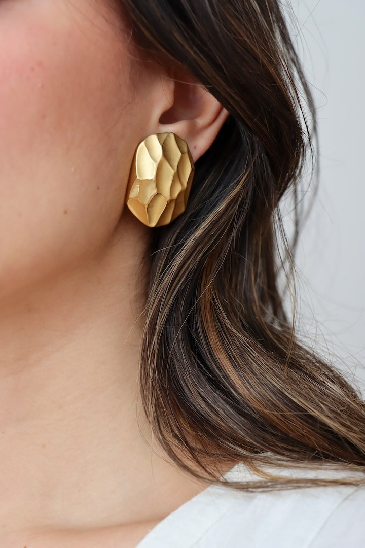 Boucles d'oreilles dorées cabochon fermori clip - Yves saint laurent 