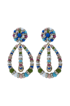 Boucles d'Oreilles en perles multicolore bleu, vert, rose et turquoise taille moyenne et équilibrée et pendantes avec un fermoir clip