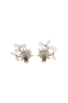 Boucles d'oreilles vintage des années 1960 en forme de flocons en perles cristal effet aurore boréale - bijou fantaisie de luxe