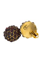 Boucles d'oreilles vintage ronde en verre gripox chanel dorée et bordeau bijou de luxe