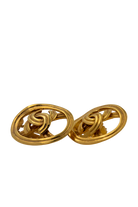 Paire de boucles d'oreilles vintage chanel dorée fermoir clip haute fantaisie 