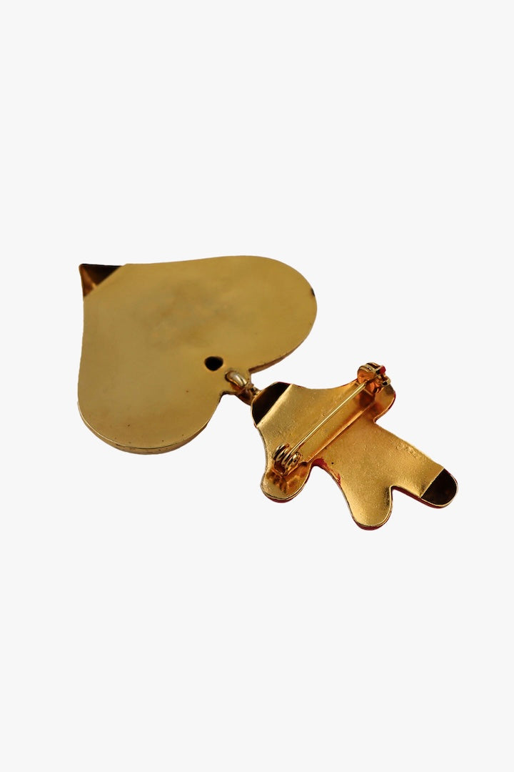 Broche vintage christian Lacroix doré et détail corail 