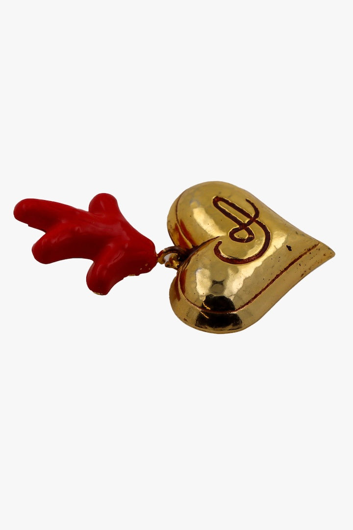 Broche christian lacroix doré et détail corail 