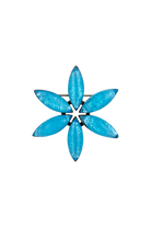 Broche en forme de fleurs vintage bleu turquoise 