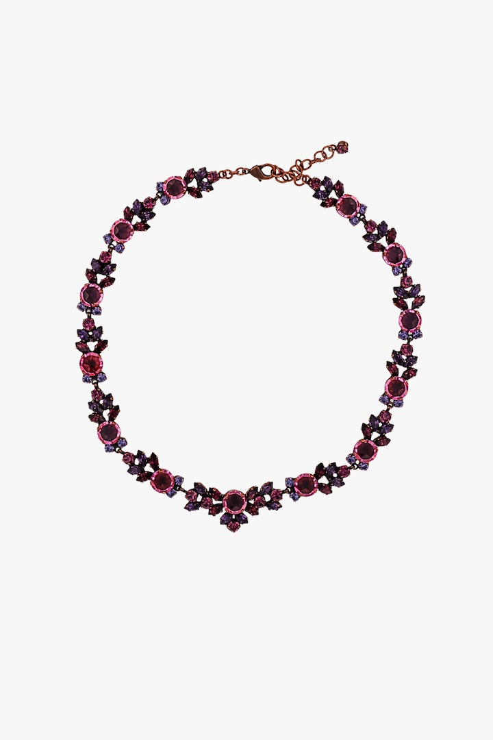 ras de cou en strass rose et violet vintage