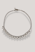 Effet diamant collier fantaisie femme en strass argentée et silver vintage 