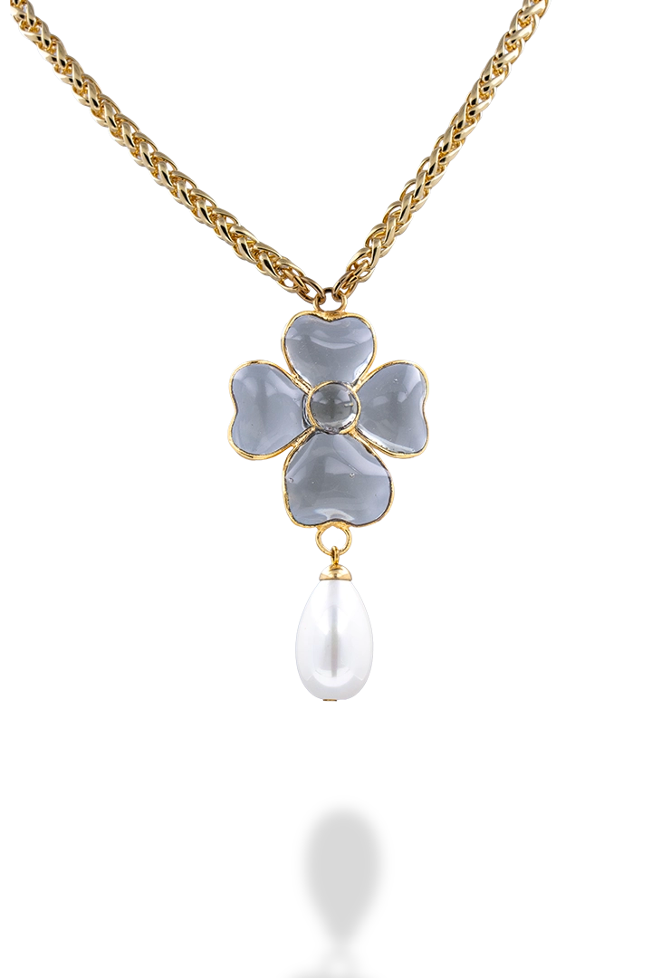 Collier en pâte de verre fait à la main en France Black Diamond