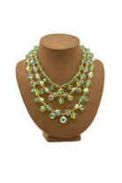 Collier 3 rangs perles vert Françoise Montague, brillance irisée, bijou couture tendance artisanale