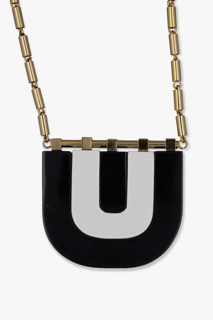 Collier noir et blanc et chaîne dorée Lanvin - Vintage collection - pièce unique 