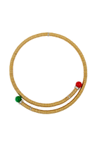Collier court ras de cou Charenton dorées à l'or fin, cabochons chryso et corail à l'éclat raffiné